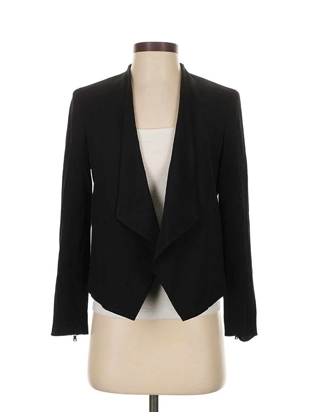 Alice + Olivia Black Draped Open-Front Blazer Suit Jacket Size 2